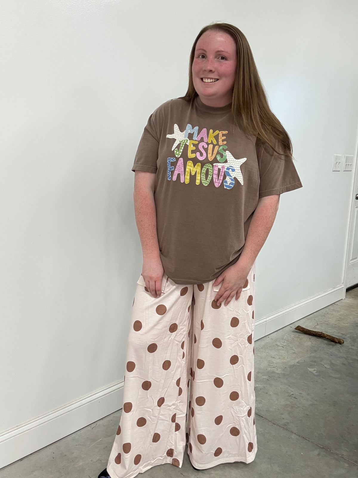Polka Dot High Waist Wide Leg Pocket Pants