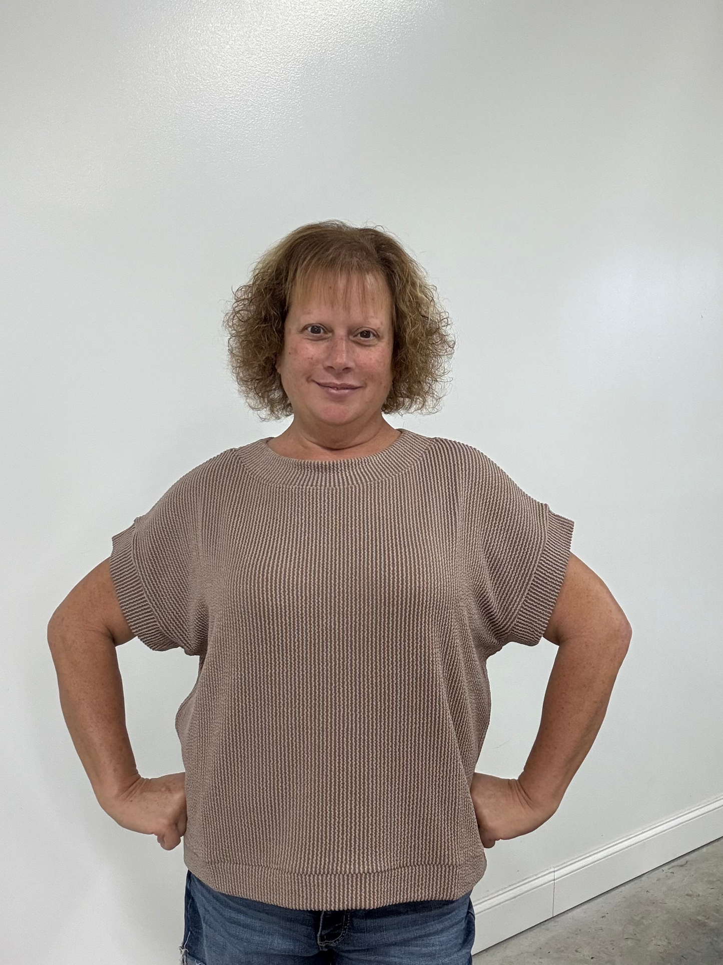 Zenana Ribbed Short Sleeve Top