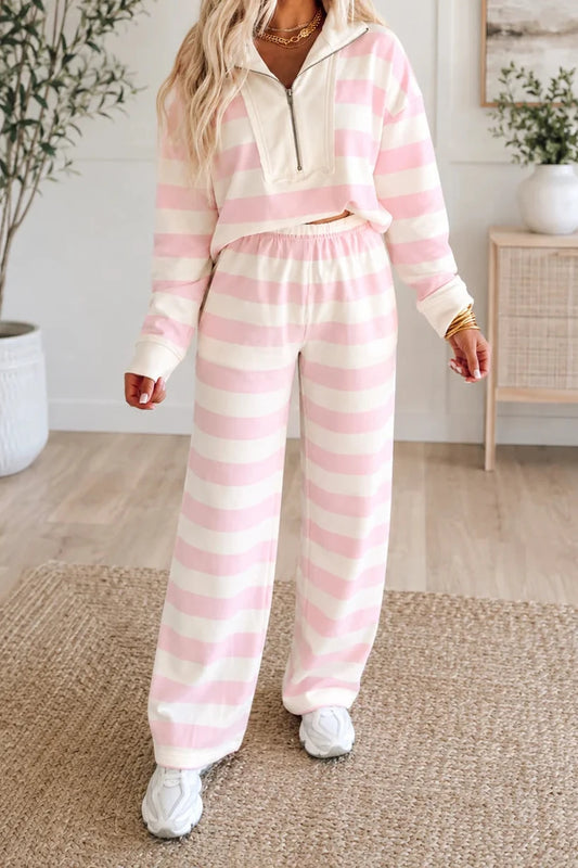 Pink Stripe Pants Set