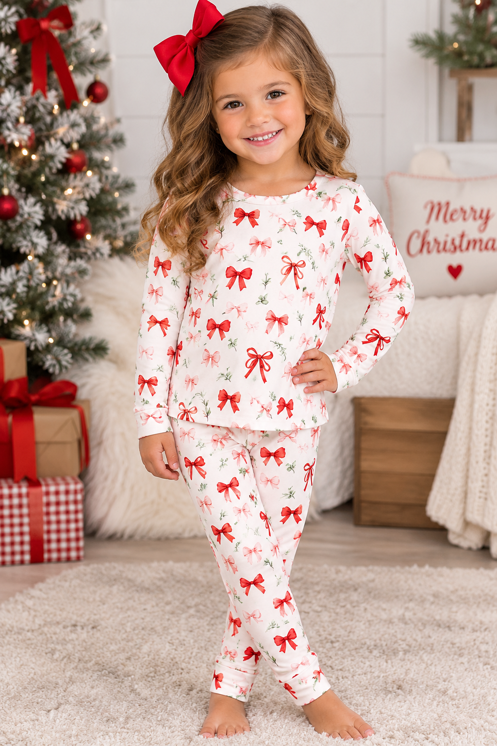 Merry & Bows Bamboo Christmas Pajamas
